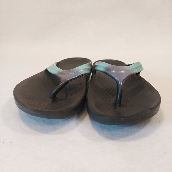 OOFOS Flip Flop Thong Sandal Womens 7 Atlantis Blue OOlala Luxe Recovery - Picture 8 of 11